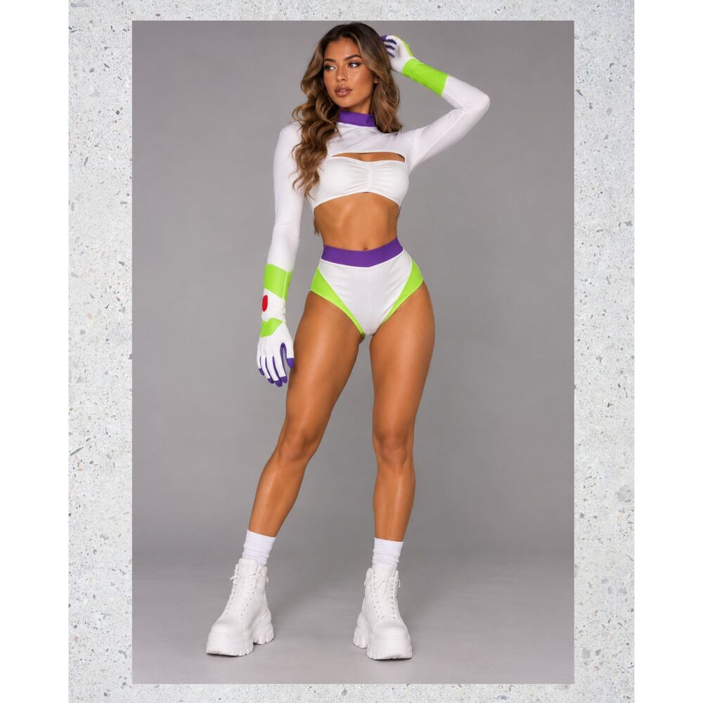 Women’s Buzz Lightyear Inspired Costume 2 Piece Set w/ Gloves Used